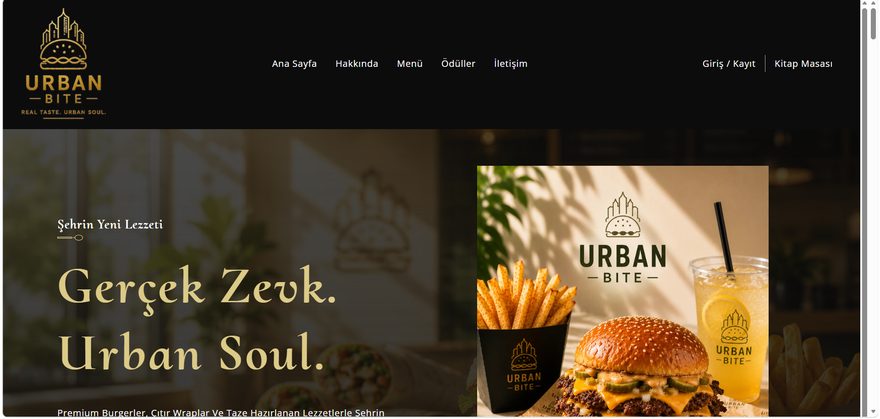 Urban Bite restoran sitesinin ekran görüntüsü